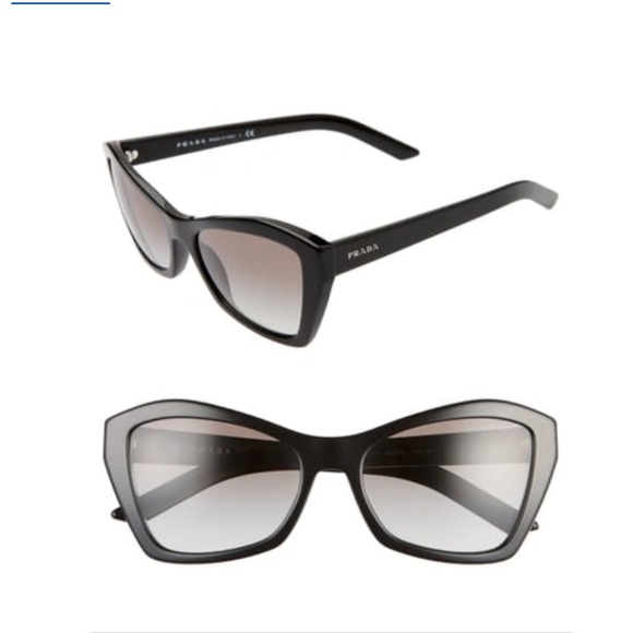 PRADA 55mm Gradient Butterfly Sunglasses In Black/ Grey Gradient - Picture 1 of 8